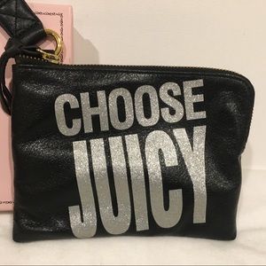 Cute Juicy Couture Black Leather Wristlet Purse